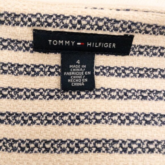 Tommy Hilfiger Striped Tweed Cropped Jacket | Size 4 | Nautical Preppy Chic - Picture 3 of 6